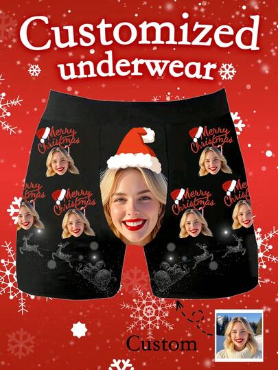 1 szt. Męskie majtki personalizowane, czarne, spersonalizowane bokserki, wygodne, oddychające bokserki, wyjątkowe, urodzinowe, świąteczne, walentynkowe, rocznicowe, prezent dla chłopaka