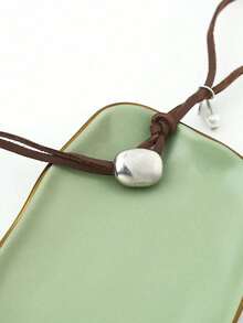 1PC Minimalist Round Pendant Double-Layer Bohemian Leather Cord Necklace For Women (Perfect For Parties, Vacations & Birthdays) - Brown - View 3
