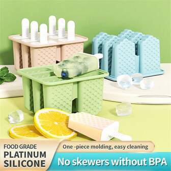 冰棒模具 6 件套，硅胶冰棒模具，自制冰棒机，可重复使用易脱冰棒