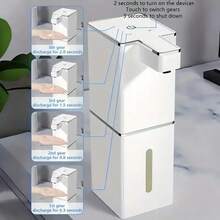 DONASIRA Dispensador de sabonete em espuma sem toque, Dispensador automático de sabonete líquido, Dispensador de sabonete de cozinha, Novo dispensador de sabonete quadrado com janela de visualização, Oferecendo opções de líquido e espuma, Montado na parede ou na bancada, Carregamento USB tipo C unificado, 4 volumes de líquido ajustáveis, Adequado para escritório, hotel, casa, escola e outros cenários - preto ou branco - Ver 12