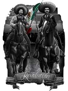 Pancho Villa Revolucion Mexico Chicano Art David Gonzales DGA T-Shirt, Fashion Cotton T-Shirt Graphic Tees Men And Boys Clothes Clothing - Hoodie, Tee And Sweatshirt Full Size S-3XL - màu đen - Xem 2