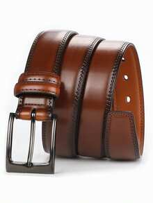 Premium Second Layer Leather Belt For Men 1 2/6": Classic Casual & Business Belt With Single Prong Buckle Halloween, Casual, Business, Street,  Boho, Western, Outdoor, Gift For Men, Husband, Boyfriend, Father, Dad, Christmas