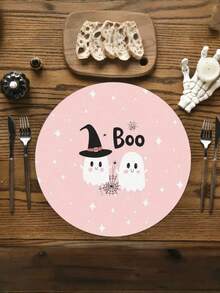 1PC Halloween Table Mats - Spooky Jack-O-Lantern, Ghosts, Bats, Spider Web Designs - Black & Orange Party Decorations - Durable Polyester Round Placemats For Dining, Kitchen, Halloween Party Decor - Easy-Clean Halloween Party Supplies, Halloween Accessories, Festive Dining Setup, Bat And Spider Web Design, Longlasting Decorations, Holiday Shoppers