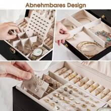 Sour Lemon Jewelry Box 3 Levels, Large-Capacity Jewelry Storage Box, Jewelry Box With 2 Drawers, Suitable For Rings, Necklaces, Watches, Earrings, Bracelets, Watch Jewelry Storage Display Box, Lockable, Gift Idea