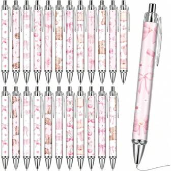 8/16 pièces Stylo à bille rétractable à encre noire avec motif nœud papillon mignon, fournitures d'écriture élégantes convenant aux infirmières, enseignants, collègues, assistants