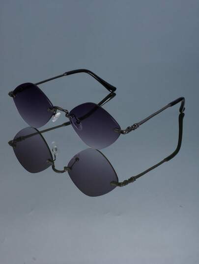 New Vintage Polygon Oval Frameless Too Fashion Glasses Women Men Outdoor Beach Party Couple Ocean Lens Glasses Fashion Runway Affordable Luxury Fashion Glasses Female