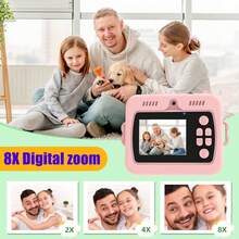 1Pc Instant Print Camera For Kids, A Toy Camera With Dual 1080P HD Lenses, A High-Capacity Battery, Two Printing Modes With Three Levels Of Print Density, 8X Zoom, Perfect For Children Aged 6-12,12+ Making It An Ideal Gift For Kids