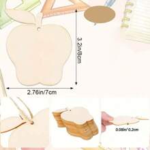 Unbemalte hölzerne Scheiben in Schlangenfruchtform, hölzerner Apfel mit Blättern zum Basteln, DIY Malmaterial für Heimdekoration, Feiertags-Dekoration, mit Löchern zum Aufhängen