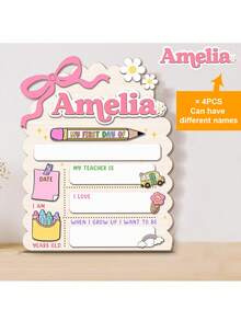 Placa Personalizada Primeiro Dia de Aula, Placa Último Dia de Aula, Etiqueta de Nome Personalizada, Placa Volta às Aulas, Quadro de Anúncio do Primeiro Dia de Aula, Materiais Impressos Gráficos, Volta às Aulas, Presente Personalizado, Marco - Cartão de registro escolar - Visão 35