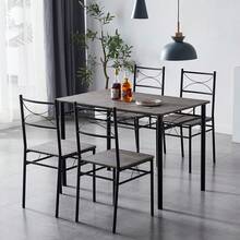 Mcc Direct Dining Table And Chairs Set Metal Wood Effect Table Dining Set 4 Chairs Silvia - Avola Grey - View 3