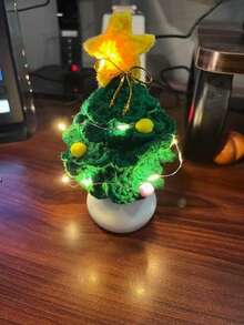 手工制作的圣诞树盆栽钩针编织，配有礼品盒和木质标签，独特的手工礼物，适合家庭和办公桌装饰，适合老师、同事、妈妈、姐妹、朋友圣诞树盆栽：针织圣诞树，适合家人朋友教室家庭办公室装饰圣诞装饰和装饰品 - 漸層色 - 查看 7