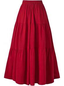 Women's Summer Long Flowy Renaissance Skirt With Pockets - Boho High Waist A-Line Maxi Skirt,Vacation Outfits Women,Valentine Outfits For Women,Street Photography - Solid Red - 查看 2