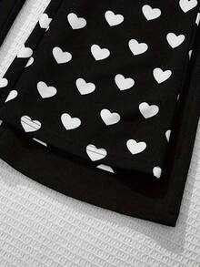 2pcs/Set Young Girl Flare Pants, Heart & Solid Black Print Flare Pants Fashion, Sister-Wear - Multicolor - View 4