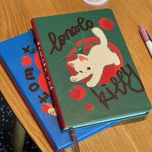 1/2 st söt anteckningsbok med tomatkatt, sött djurtema och tomatkattmönster, rutnät på insidan, pappersomslag, lämplig för skrivning och skissning