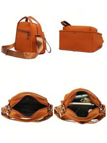 2025春夏新款轻质帆布女士斜挎包，休闲百搭多口袋手提包，时尚拉链开合托特包适合日常使用，购物，手机袋，学院风小方包