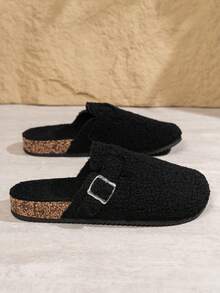 Sandal Slip-On, Tali Gesper yang Dapat Diatur, Sol PVC Peredam Guncangan, Nyaman untuk Pemakaian Kasual di Dalam/Luar Ruangan, Cocok untuk Pria, Alas Kaki yang Nyaman, Desain Minimalis, Tersedia dalam Versi Musim Gugur/Dingin dengan Lapisan Termal dan Versi Sepanjang Musim Tanpa Lapisan - Hitam - View 6
