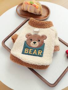 1 Stück Haustierkleidung, Hunde-/Katzenkleidung für kleine Hunde, süßer Haustieranzug, warmer & bequemer Fleece-Hoodie - Bären Design, geeignet für Herbst/Winter