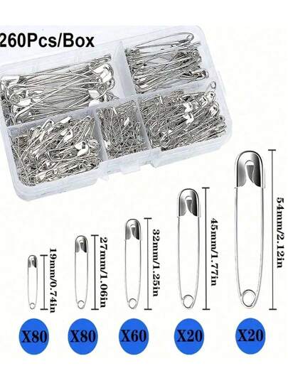 260pcs Anti-Rust Silver Pins, 120pcs/Box Mini Safety Pins Suitable For DIY Crafts Sewing Accessories, Clothing And Crafts - Black And White - Durable And Rust-Proof, Bridal Wedding Corsage Pins, Student Handmade DIY School Supplies Set, Halloween Decoration, Christmas Decoration