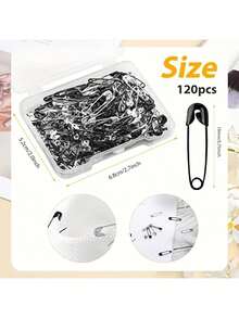260pcs Anti-Rust Silver Pins, 120pcs/Box Mini Safety Pins Suitable For DIY Crafts Sewing Accessories, Clothing And Crafts - Black And White - Durable And Rust-Proof, Bridal Wedding Corsage Pins, Student Handmade DIY School Supplies Set, Halloween Decoration, Christmas Decoration