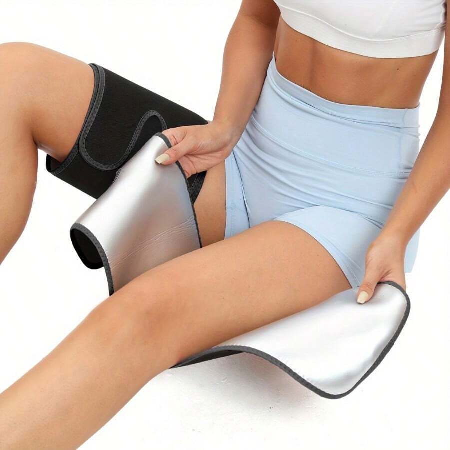 Adjustable Black Leg Sleeve, Leg Shaping Sleeve, Sports Thigh Sleeve, Suitable For Cycling, Running, Basketball - Silver - View 1