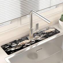 1pc Floral Pattern Sink Drain Mat, Absorbent Mat For Kitchen, Bathroom Sink, Countertop, Made Of Diatomite, Trimmable, Quick Drying - Multicolor - View 11