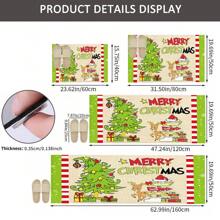 1/2pcs Winter Wonderland Christmas Doormat Set, Lightweight, Non-Slip, Washable, Made Of Synthetic Fiber With Rubber Backing, Christmas Decor Floor Mat With Green Border And Snowflake Pattern, Suitable For Living Room, Kitchen, Bathroom, Dining Room, Study