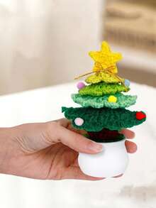 手工制作的圣诞树盆栽钩针编织，配有礼品盒和木质标签，独特的手工礼物，适合家庭和办公桌装饰，适合老师、同事、妈妈、姐妹、朋友圣诞树盆栽：针织圣诞树，适合家人朋友教室家庭办公室装饰圣诞装饰和装饰品 - 漸層色 - 查看 13