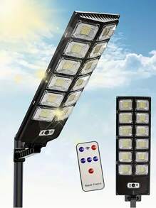 1pcs Commercial Street Solar Large Street Lamp, 504LED Lamp Beads 6-Cell Double-Row High-Brightness 4500mah, Automatic Sensor Switch From Dusk To Dawn, Outdoor Solar Sensor Floodlight With Motion Sensor And Remote Control, Suitable For Home Parking Lot Lights, Commercial Street And Sports Field Solar Street Lamps