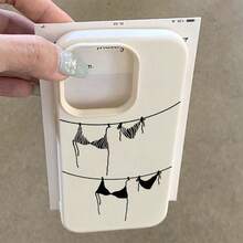 1 件 TPU 材质黑色比基尼插画图案手机壳，适用于 // 手机 - 白色 - 查看 4