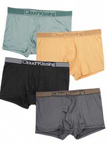 4pcs/Set Men's Comfortable Short Solid Color Briefs, Basic Sports Polyester Soft Lightweight Seamless Mid-Waist