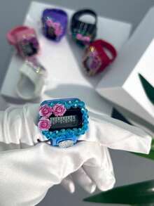 1pc Portable Rhinestone Flower Tally Counter, Manual Ring Mini Counter Without Battery, Finger Counter, Ring Button Counter, Suitable For Knitting Counting