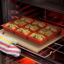 1 Stück antihaftbeschichtete Silikon-Backform, 9-Fach Silikon-Brotbackform, geeignet für Brot, Kuchen, Hackbraten und Brownies, hitzebeständige manuelle Backform, verwendbar für Geburtstag, Party - rechteckige Silikon-Form zum Herstellen von Eiswürfeln und Desserts