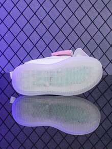 时尚大蝴蝶结 LED 发光透气皮革运动鞋，适合男孩和女孩 - 休闲、减震、四季防滑户外跑步和步行鞋 - 白色 - 查看 7