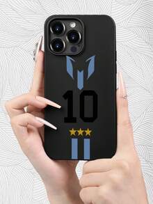 Retro Football Style - Legendary Argentine Player #10 - Stylish And Lightweight | Camera Lens Cutout | Shock And Drop Resistance | Matte And Non-Slip | Stylish And Comfortable, UV Printed Fo - 黑色 - 查看 1