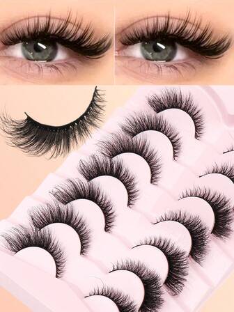 7 paia di ciglia finte in seta di visone perfette - di lusso, soffici e voluminose, stile occhio di gatto, ciglia a strisce naturali, riccio C, senza profumo, confezione multi-paio voluminosa per un trucco drammatico degli occhi, adatta ai principianti e riutilizzabile.