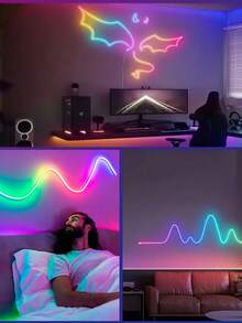 Đèn dây LED USBNeon 24 phím 1 chiếc, Đèn trang trí nội thất Neon RGB, Đèn Neon rực rỡ có thể đồng bộ với, Đèn Neon DIY linh hoạt, Thích hợp cho phòng trong nhà, tường, lễ hội, trang trí tiệc tùng - Nhiều màu - Xem 5