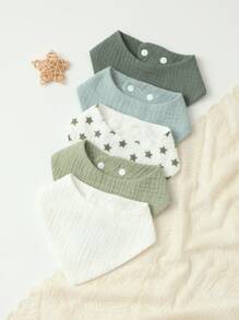 Benxoine Set de 5 baberos para bebé, baberos de muselina súper suaves y ajustables para babeo, adecuados para bebés niños y niñas, recién nacidos