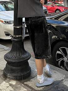 春夏新款时尚休闲水洗牛仔七分裤，宽松百搭，简约风格牛仔裤