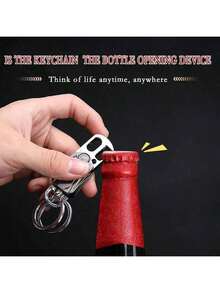 1个定制开瓶器钥匙扣 - 防丢汽车钥匙扣，汽车钥匙链夹，休闲礼品配件，啤酒、伴郎、父亲节、母亲节、情人节、万圣节、圣诞节、感恩节、新年、生日的理想礼物，耐用，可雕刻，不锈钢，色彩缤纷，可爱，萌趣，趣味，卡哇伊，千禧年风格，时尚，男女通用，休闲，定制，个性化，独特，送给他的理想礼物，送给她的理想礼物，送给男朋友，女朋友，家人，朋友 - 黑色 - 查看 3