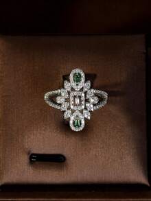 1 set de bijuterii decorate cu zirconiu cubic, pietre prețioase verzi, potrivite pentru ținute formale feminine