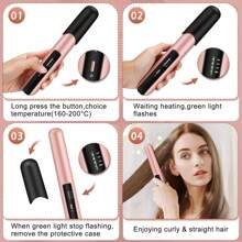 ShenFire Cordless Hair Straightener, Cordless Flat Iron, Wireless Portable Hair Straightener, Ceramic Mini Travel Hair Iron, Type-C Rechargeable, Adjustable 3 Heating Modes Fast Heat Up