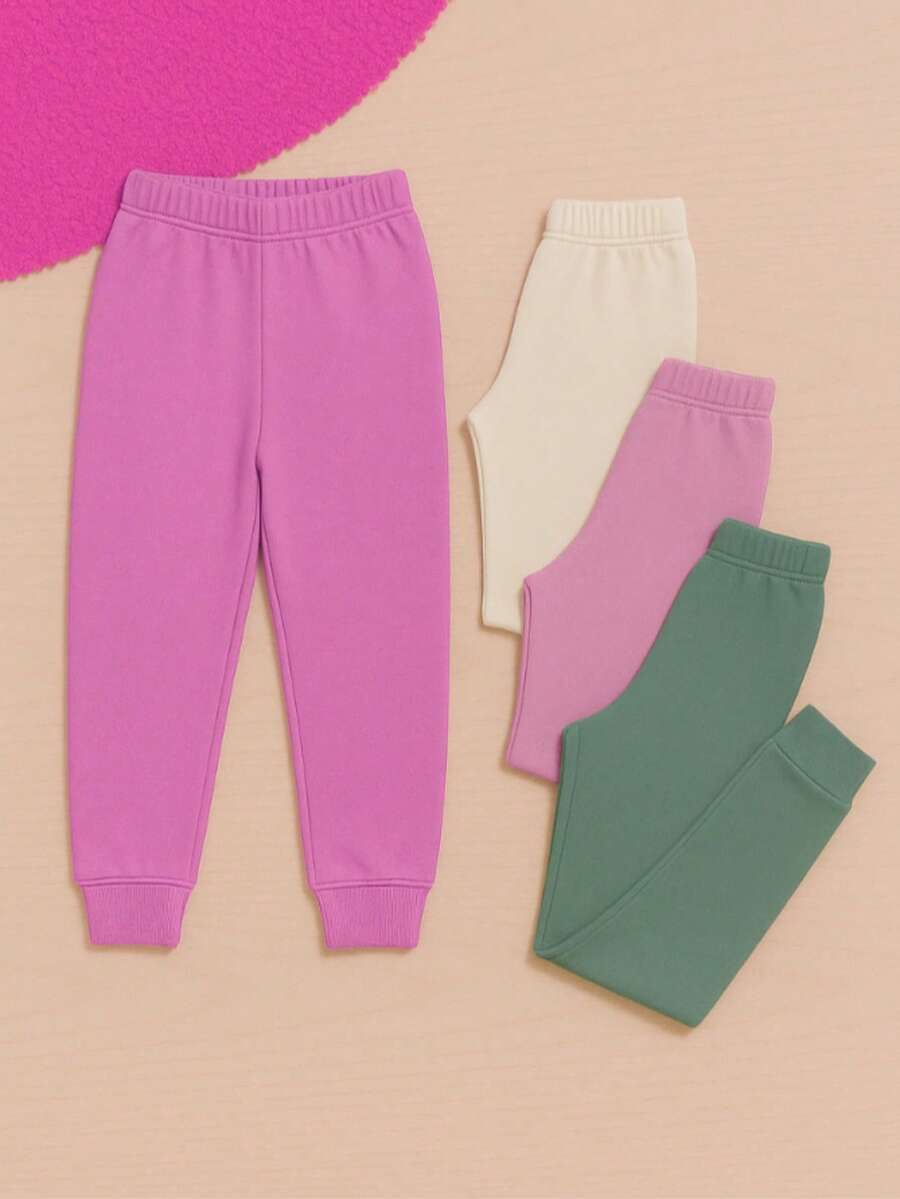 KIt com 3 Calças de moletom infantil juvenil agasalho uniforme - Pink - Visão 1