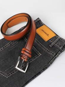 Premium Second Layer Leather Belt For Men 1 2/6": Classic Casual & Business Belt With Single Prong Buckle Halloween, Casual, Business, Street,  Boho, Western, Outdoor, Gift For Men, Husband, Boyfriend, Father, Dad, Christmas