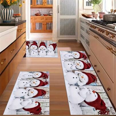 Christmas Joyful Snowman Kitchen Mat - Soft, Non-Slip, Machine Washable Rug, Suitable For Home Kitchen Decor And Hotel Decor, Christmas Decoration