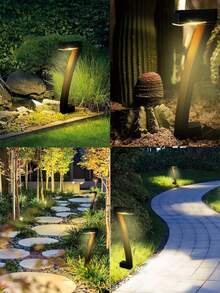 4/6件太阳能七字灯，太阳能路灯，太阳能草坪灯，太阳能庭院灯，配备6颗LED灯珠，发出暖白光，适用于户外环境。太阳能庭院灯，适用于花园、车道和人行道。