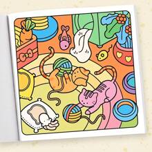 成人涂色书：逃离现实，沉浸在舒适的猫咪生活中，用温暖的色调和慵懒的小猫咪，打造完美的猫咪午睡角落。涂色书，返校季，学习用品，绘画，万圣节，圣诞节