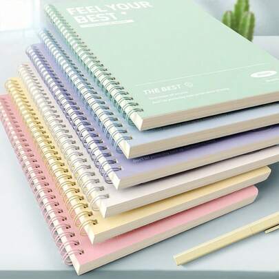 螺旋笔记本，1/6 张 8.3 英寸 X 5.9 英寸 A5/B5 纸板封面 7 毫米大学规则，6 种颜色 60-120 页学习和做笔记日记回到学校