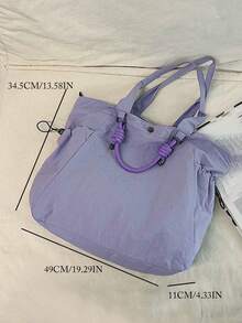 返校尼龙托特包，大容量单肩包，轻便旅行手提包，健身包，女士通勤日常户外单肩托特包 - 紫色 - 查看 7