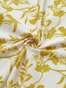 女式波西米亚花卉印花腰部喇叭形吊带背心连衣裙搭配针织开衫套装 - 黃色 - 查看 8