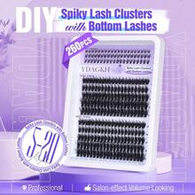 Spikes Lash Clusters Natural Eyelash Clusters Wispy Manga Lash Extension Unique Spiky Cluster Eyelash Extensions Anime Individuals Fairy Cluster Lashes 818mm 144Pcs DIY At Home - 底部和尖刺 - 查看 3